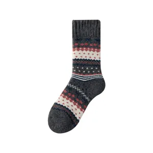 Gemütliche Damen Vintage Fair Isle dicke Wolle Wintersocken für sehr kaltes Wetter