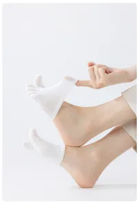 Women half palm five toe socks spring summer breathable mesh split toe white invisible socks