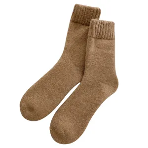 Calcetines de lana gruesa para hombre invierno cálido color sólido tubo medio térmico cómodo casual
