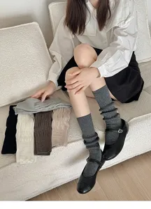 Women ribbed knit stacking socks casual long tube socks comfortable leg warmers fashion