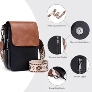 Detalles del bolso bandolera de cuero PU para mujer con una correa ajustable