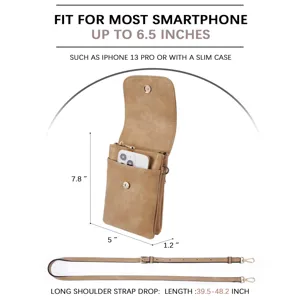 Women's PU leather phone bag crossbody dimensions and smartphone compatibility guide