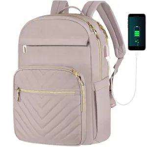 Mochila de negocios de gran capacidad con puerto de carga USB y diseño acolchado