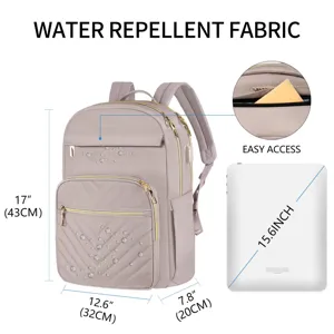 Guía detallada de tallas para mochila impermeable de 15,6 pulgadas en color malva