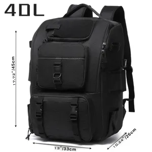 Large 40L tactical fishing backpack with dimensions 45x33x26cm for outdoor gear storage