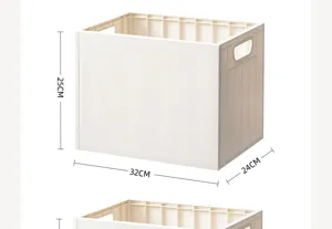 Λεπτομέρεια που δείχνει τις διαστάσεις 32x24x25cm του λευκού πλαστικού κουτιού αποθήκευσης