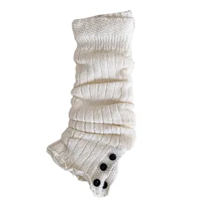 Knitted leg warmers for women winter long slouch socks with buttons fashion casual cozy style