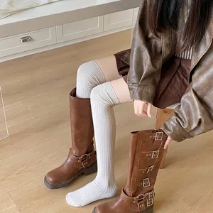 Damen Strick Overknees Stiefelsocken stylisch Winter warme lange Strümpfe lässige Alltag Kleidung