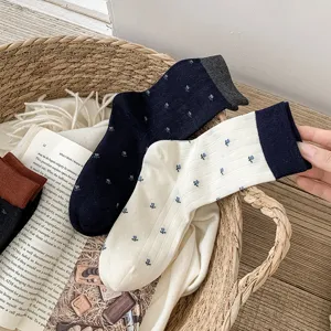 Thin wool Korean style cute women mid-calf socks autumn winter versatile colorblock socks