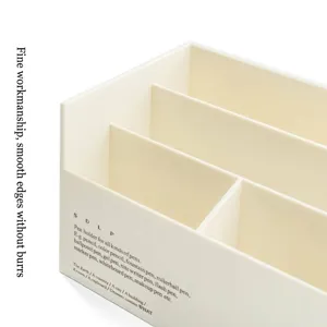 Large capacity cream-colored plastic desk organizer with multiple storage compartments