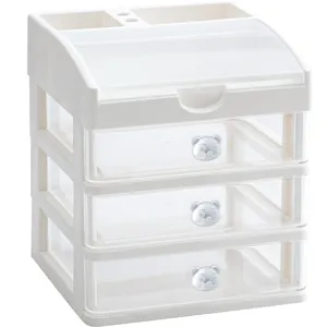 Boîte Rangement Bureau Mignon Dessin Animé Poignée Ours Tiroir Plastique Clair Organisateur Papeterie Transparent Porte Stylo Multi Couche Pour Bureau École