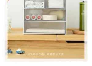Clear desktop storage box with four drawers for cosmetics and small accessories neat.