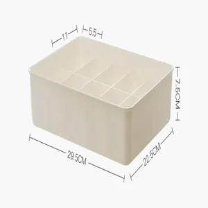 Vista detallada de las dimensiones de la caja de almacenamiento de plástico de 8 compartimentos
