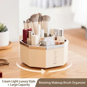 Rotatable Makeup Brush Holder Cosmetic Storage Box Large Capacity Lipstick Jewelry Organizer For Dressing Table Dressing Case
