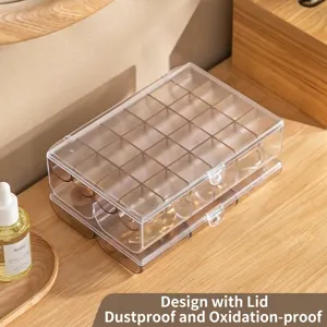 Caja de almacenamiento transparente para joyas con tapa para pendientes y accesorios