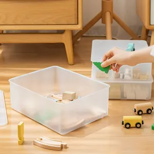 Caja de almacenamiento de plástico esmerilado translúcido para juguetes