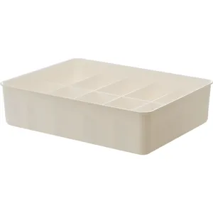 Caja de almacenamiento de plástico blanco crema con compartimentos para piezas