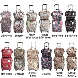 Resumen detallado de doce variantes de estampados florales para juegos de maletas de viaje