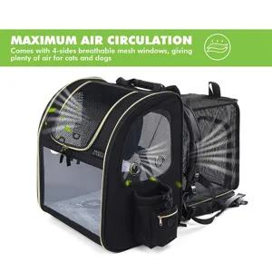 Expandable pet backpack with 4-side breathable mesh for cats and small dogs