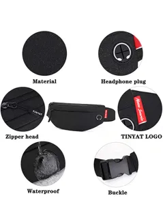 Detailed view of ultra-light travel fanny pack features and waterproof material highlights