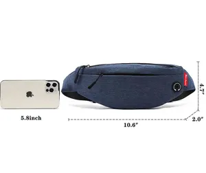 Dimensions of the lightweight travel waist bag compared to a 5.8-inch smartphone