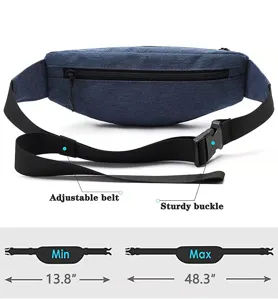 Detailed view of the ultralight travel waist bag with adjustable strap dimensions