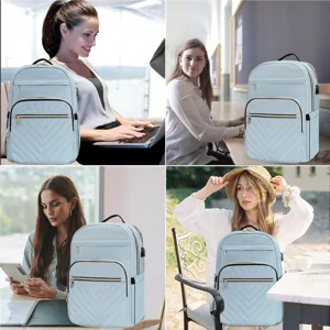 Mochila celeste para portátil con acolchado en V para la oficina y el uso diario