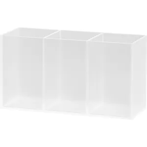 Organisateur de Bureau Minimaliste en Plastique Trois Compartiments Porte Stylo Transparent Boîte de Rangement Papeterie