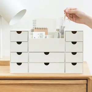 Organisateur de bureau blanc avec tiroirs pour le rangement des fournitures de bureau