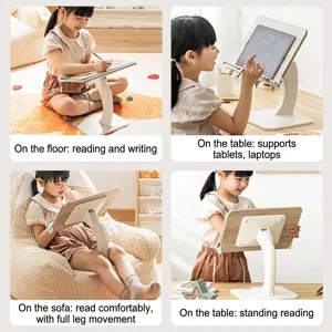 Adjustable ergonomic book stand for reading and writing on desk or sofa