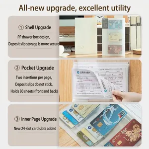 Modern Minimalist Plastic Receipt Holder Multipurpose Clear Pages Organizer Book For Bank Deposit Receipts Cards Document Storage