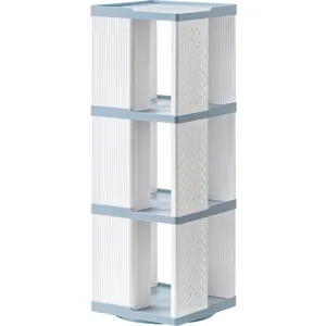 Scaffale girevole a 4 livelli bianco e blu per libri per bambini e organizzazione domestica