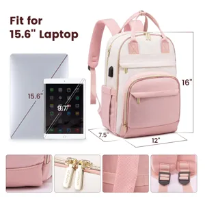 Zaino porta PC rosa alla moda 16x12 pollici per computer da 15,6 pollici