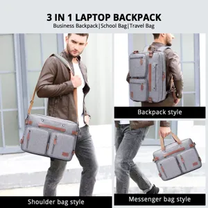 Versátil mochila para portátil 3 en 1 en estilos de hombro, mochila y mensajero.