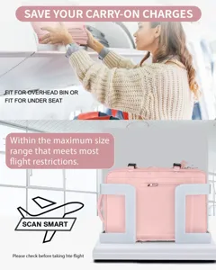 Mochila rosa de viaje apta para compartimentos superiores y control de equipaje