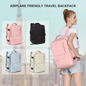 Women's multi-functional airplane friendly travel backpack in pink and more colors