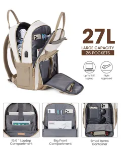 Dettaglio dello zaino da 27 litri grande capacità con scomparto per laptop da 15,6 pollici.