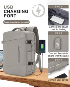Ilustración detallada del puerto de carga USB integrado con guía de conexión en 3 pasos