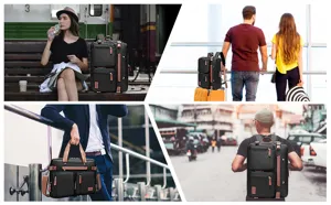 Mochila de negocios negra multifuncional en varias escenas de viaje y de viaje diario