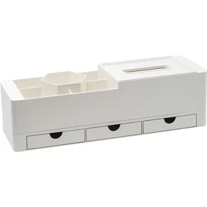 Multifunctionele Desktop Opbergdoos Schubladetype Kunststof Penhouder Tissue Organizer Voor Kantoor School Thuis Kantoorbenodigdheden