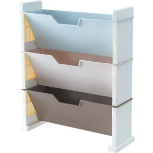 Scaffale porta documenti inclinato a tre livelli in plastica in colori pastello