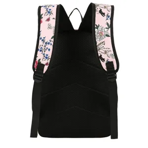 Sac à dos décontracté à motif floral avec panneau arrière en maille respirante pour femmes.
