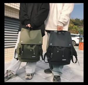 Large capacity waterproof street style backpacks in olive and black