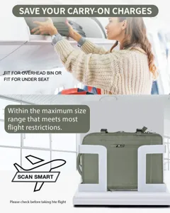 Mochila de viaje multifuncional que cabe en el compartimento superior del avión.