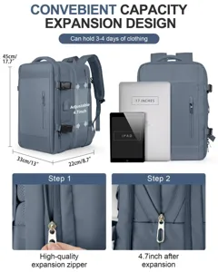 Guía detallada de dimensiones y pasos de expansión para la mochila de viaje para portátil de 17"