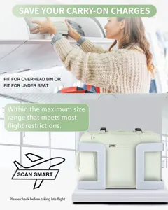 Detalle de la mochila de viaje en el medidor de tamaño estándar de las aerolíneas