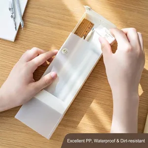 Durable clear plastic multi-functional pencil box for stationary storage and organization