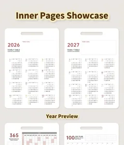 Dettaglio pagine planner 2027 con monitoraggio a 100 e 365 giorni
