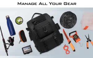 Professional multi-functional lure fishing tackle backpack with organized outdoor gear.