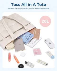 Detailed view of the 20L quilted tote bag showing its large capacity for essentials
